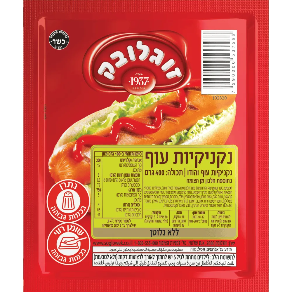 תמונה של נקניקיות עוף זוגלובק