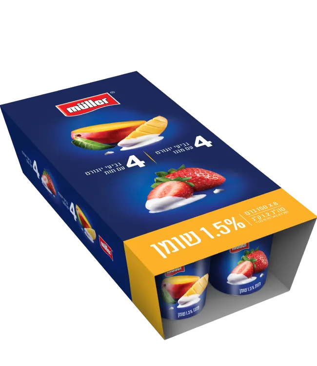 מולר מארז מנגו תות 1.5% שומן