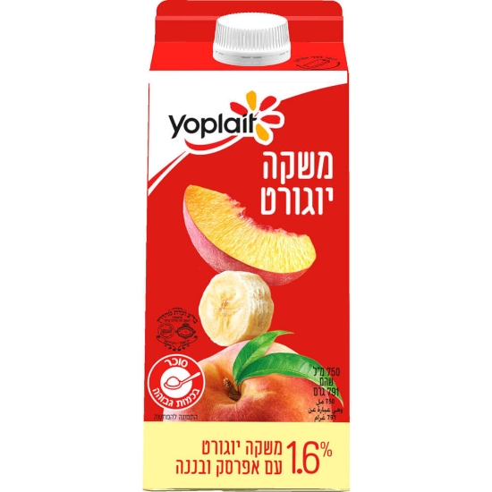 יופלה משקה יוגורט עם אפרסק ובננה 1.6%