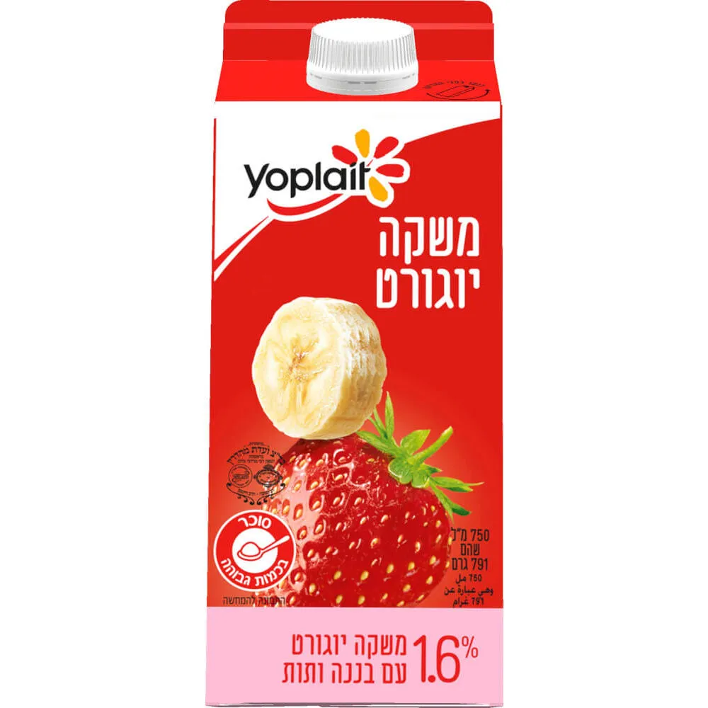 יופלה משקה יוגורט עם בננה ותות 1.6%