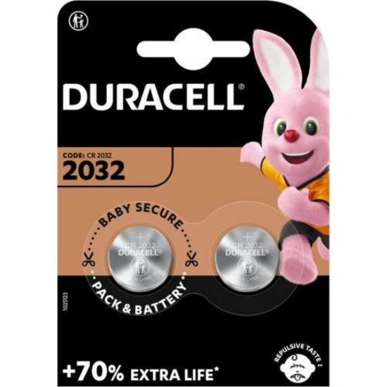 שתי סוללות ליתיום מסוג כפתור Duracell CR2032.